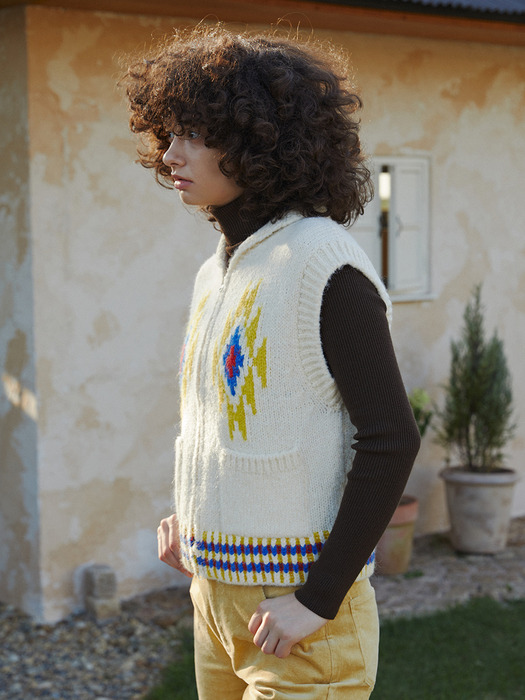 Navaho Alpaca Knit Vest (Cream)