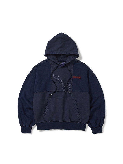 Grid hoodie / Washed navy