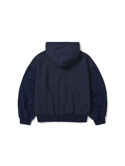 Grid hoodie / Washed navy