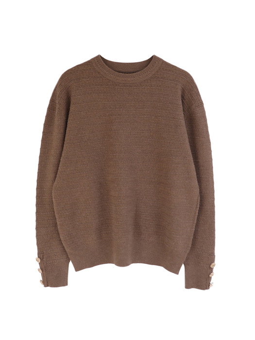 Gold Button Round neck Cashmere Blended Knitwear (5colors) VKNIT_020