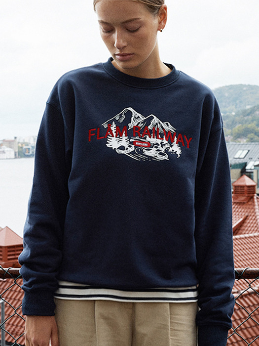 RAILWAY OVER FIT SWEAT SHIRT [NAVY]