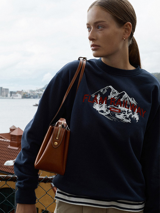 RAILWAY OVER FIT SWEAT SHIRT [NAVY]