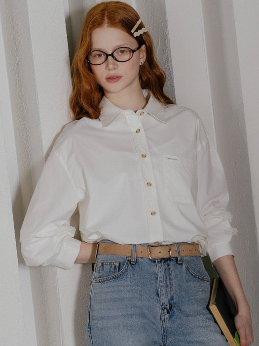 Button point placid shirt_Ivory