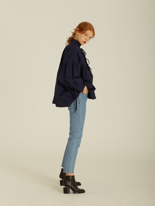 Poppy Balloon Sleeves Blouse_Midnight Blue