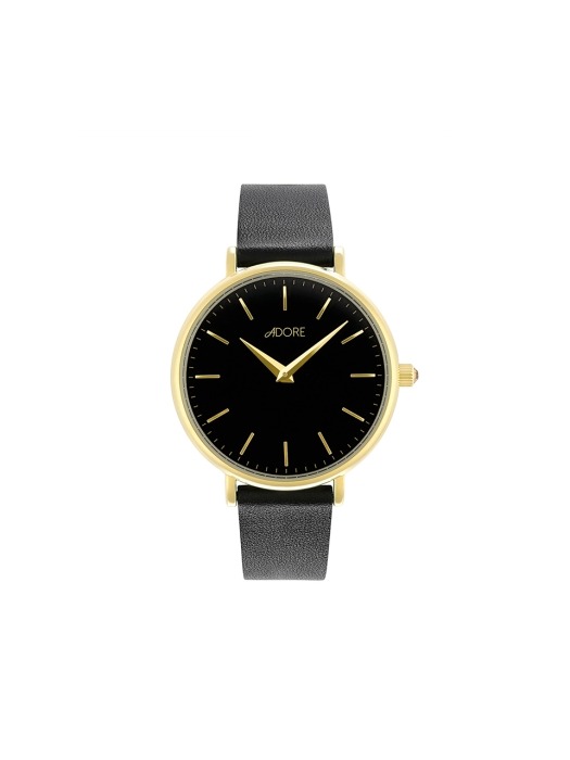 SIGNATURE 33MM BLACK LEATHER WATCH (GL/BLK)