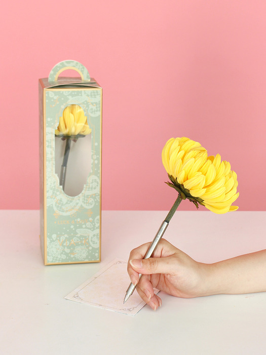 yellow chrysanthemum flower pen