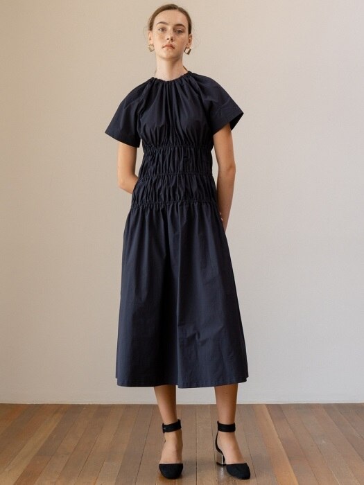 SS19 Shirring Dress Navy