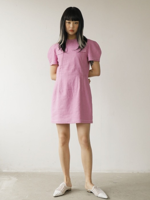 19SS LINEN MINI DRESS /PINK