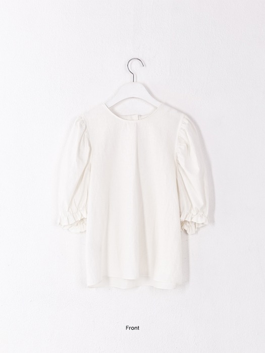 Linen Button Puff Blouse Off-white