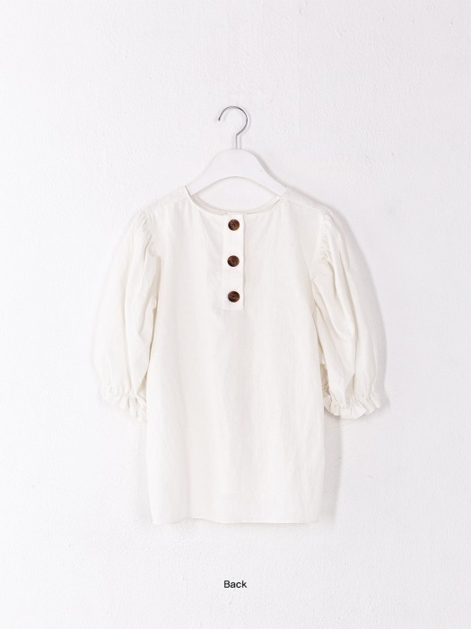 Linen Button Puff Blouse Off-white