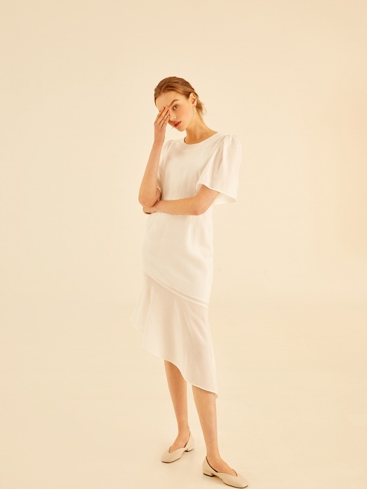 Shine flare dress[White]