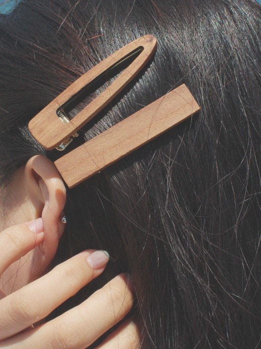 [2SET] WOOD CLIP HAIR PIN SET (3 COLORS)