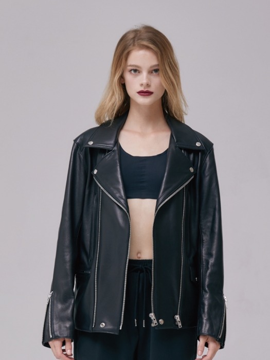 LEATHER RIDER JACKET BLACK