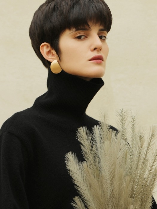 Cashmere boxy turtleneck_Black