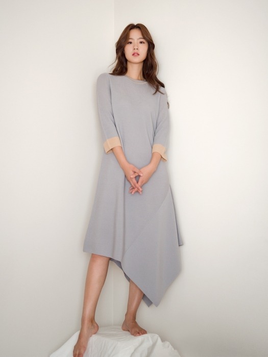 Unbalanced Knit Dress - L.GRAY
