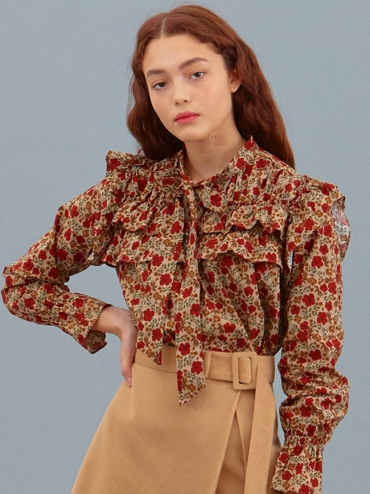 iuw506 tie frill flower blouse 