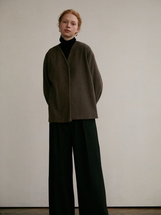 Flat wool cardigan - Brown
