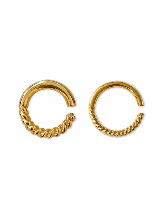 TWIST RING & EARCUFF SET_Gold_Bold