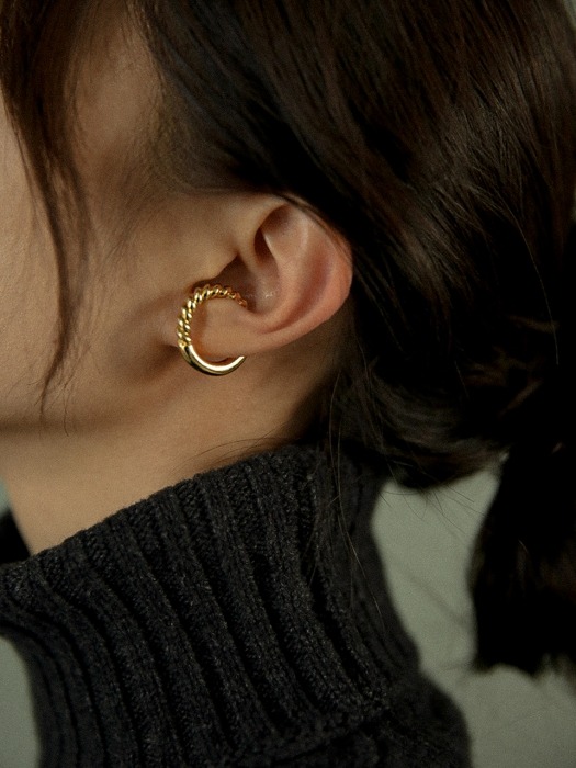 TWIST RING & EARCUFF SET_Gold_Bold