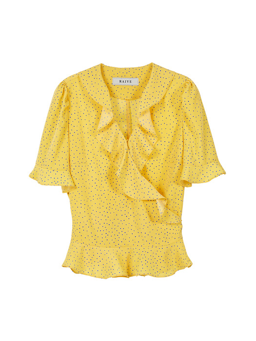 Frill Short Sleeve Blouse in Yellow_VW0SB1170