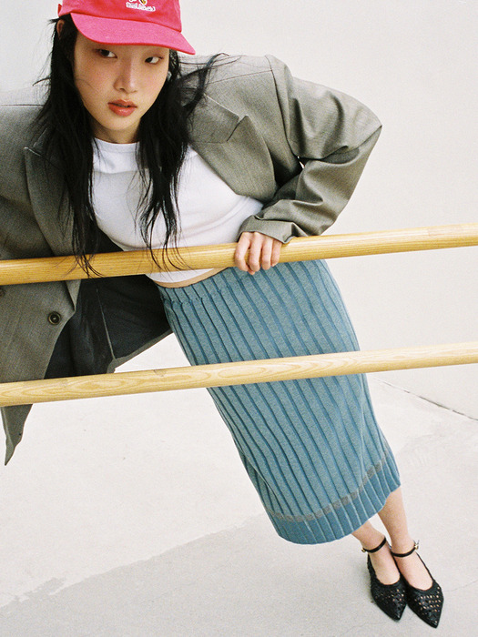 [FRONTROW x RePLAIN] Cotton Silk Ribbed Knit Skirt