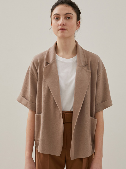 Open Collar Belted Knit Cardigan (BROWN)