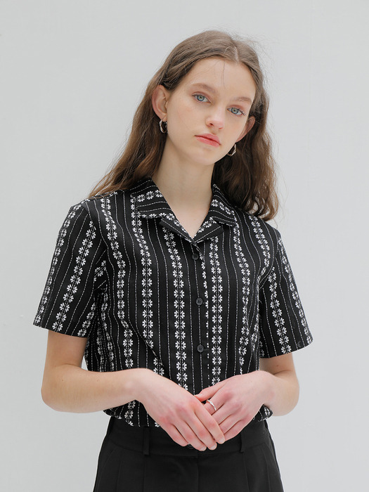 EMBROIDERY COTTON SHIRT_BLACK