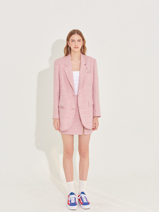 Not so classic Oversized Linen Jacket [Baby Pink]