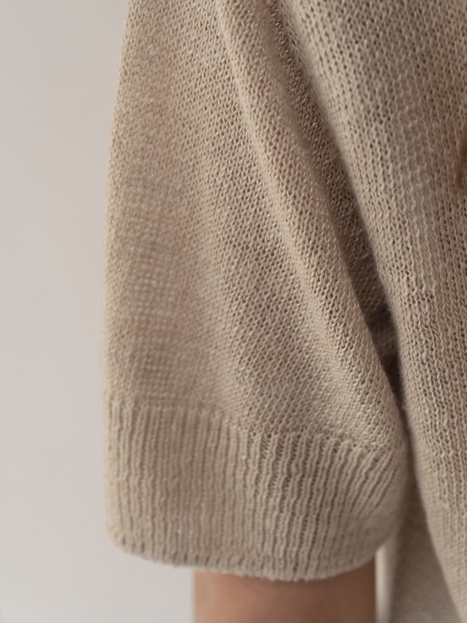  Linen short sleeve cardigan (Sand)