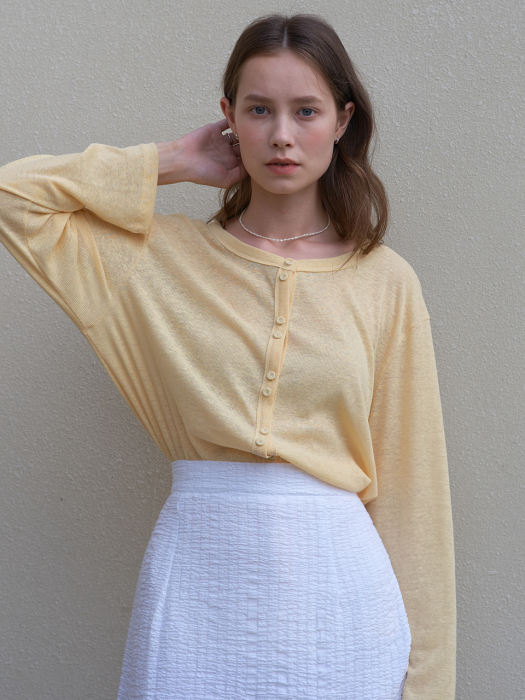 LTG4 BUTTON CARDIGAN(YELLOW)