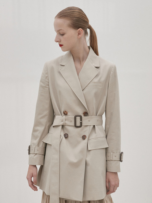 half trench jacket (gray beige)