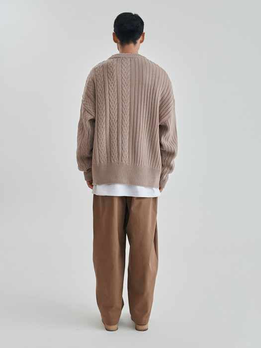 [FW20 Sounds Life]Half-Cable Knit Pullover(Beige)