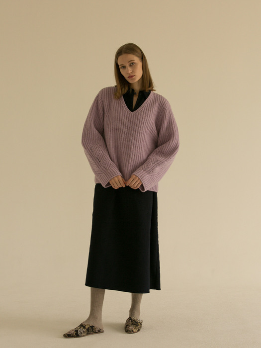 MUSED CHUNKY WOOL KNIT - LAVENDER