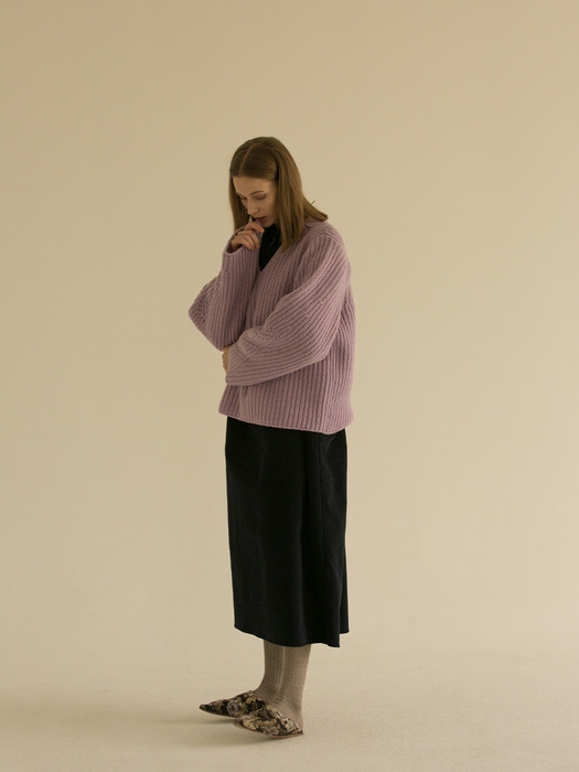 MUSED CHUNKY WOOL KNIT - LAVENDER
