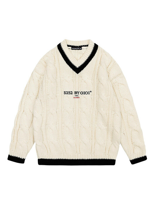 CLASSIC LOGO TWIST KNIT PULLOVER [IVORY]
