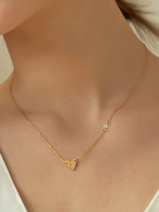 [14k gold filled] Customizing heart coin cubic necklace_NZ1082
