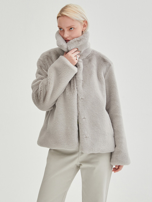 One Collar Mink Jacket - Grey