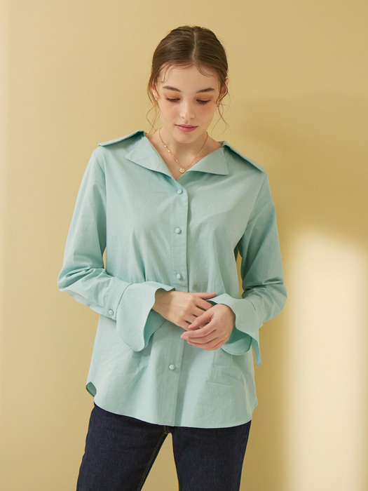 BELL SLEEVES COTTON BLOUSE_MINT