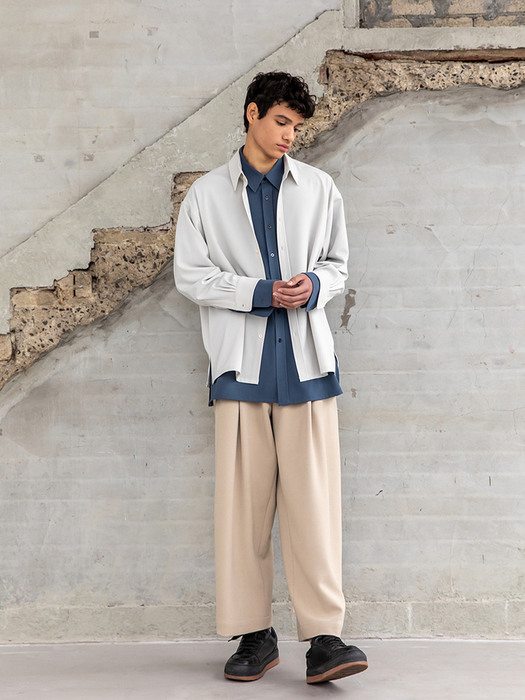 Double Face One Tuck Wide Pants