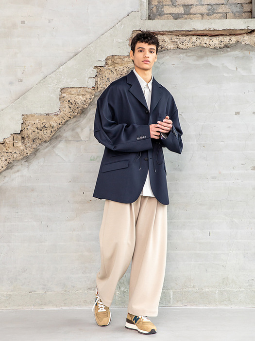 Double Face One Tuck Wide Pants