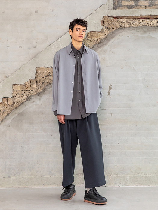 Double Face One Tuck Wide Pants