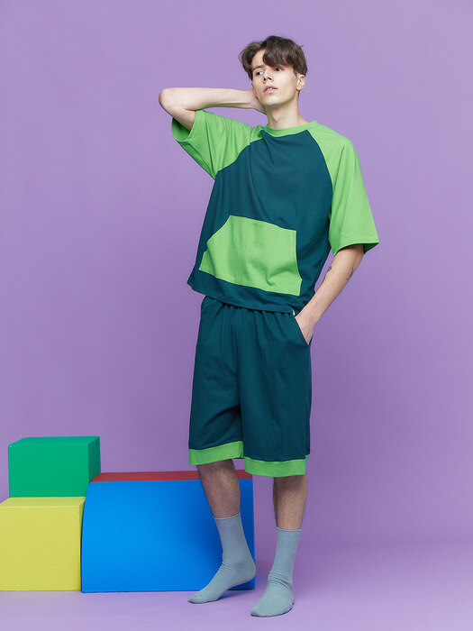 Mens Green Kangaroo Pajama Set