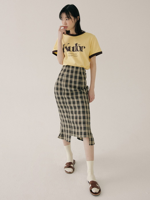 KST MERMAID CHECK SKIRT BLACK