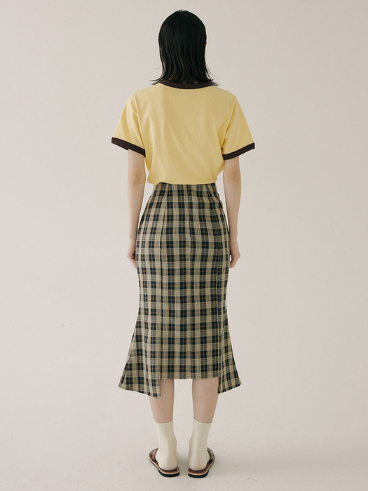 KST MERMAID CHECK SKIRT BLACK