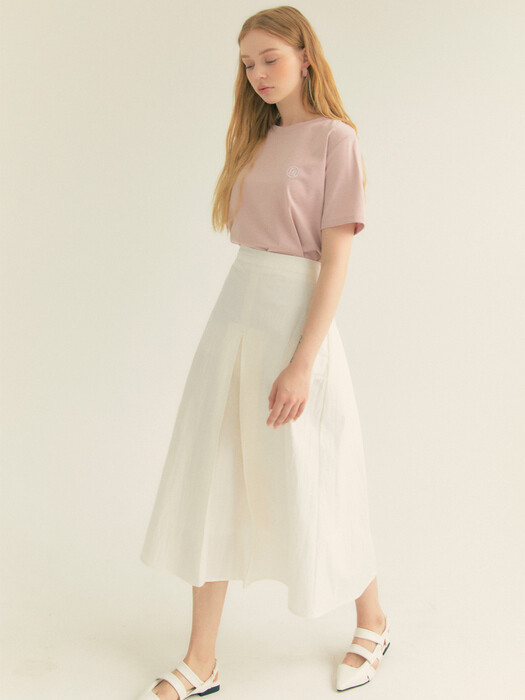  Cotton Pleats A-Line Long Skirt (Iovry)