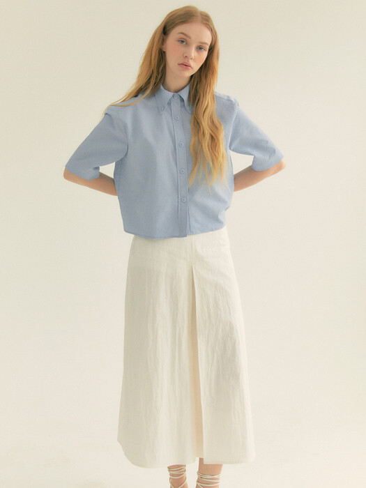  Cotton Pleats A-Line Long Skirt (Iovry)