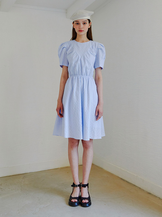 Cutout Ribbon Mini Dress, Light Blue