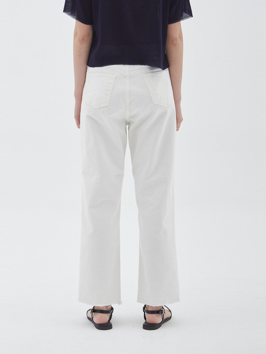 DAMAGE POINT COTTON PANTS_WHITE