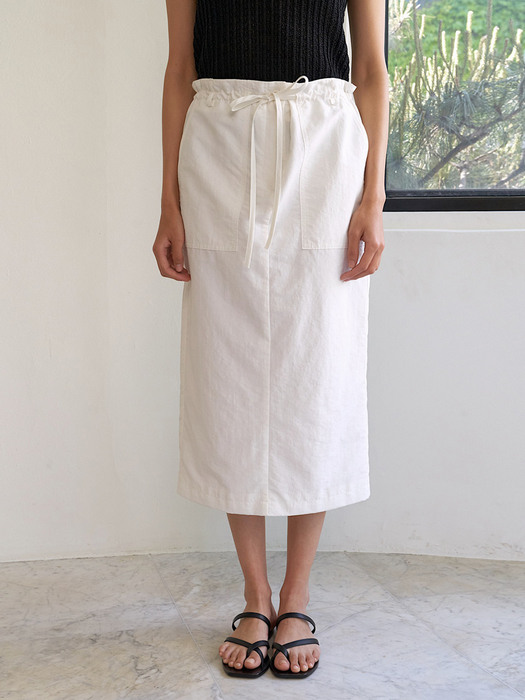 Livia Drawstring Skirt in White