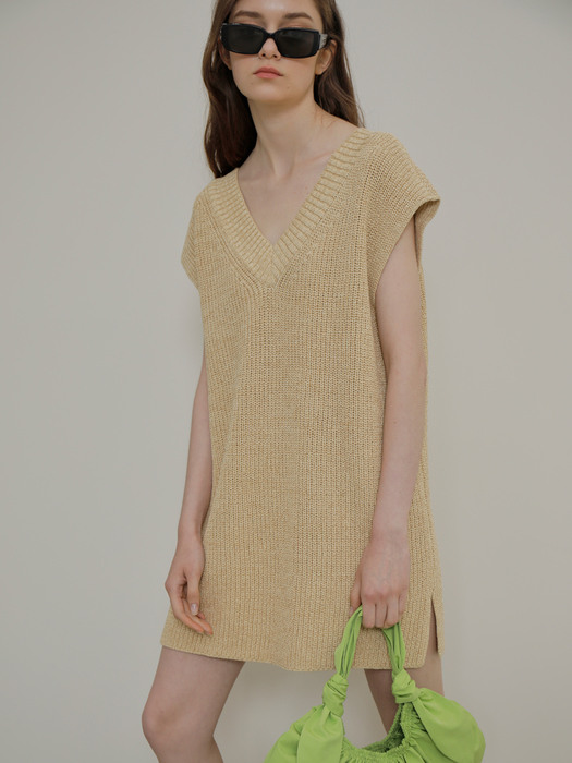 Sleeveless Knit Dress Butter Yellow